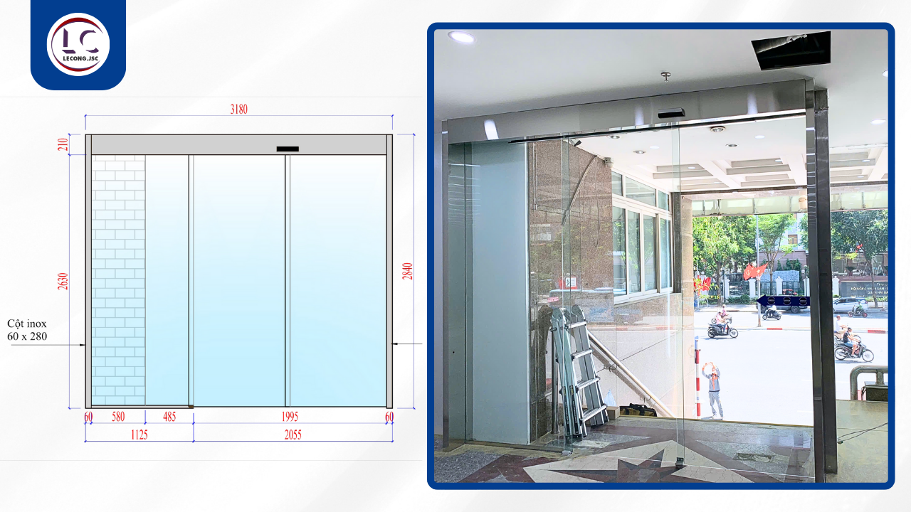 Thiết kế lắp đặt cửa tự động xếp trượt Cortech