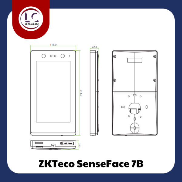 Máy kiểm soát ra vào chấm công khuôn mặt ZKTeco SenseFace 7A/SenseFace 7B