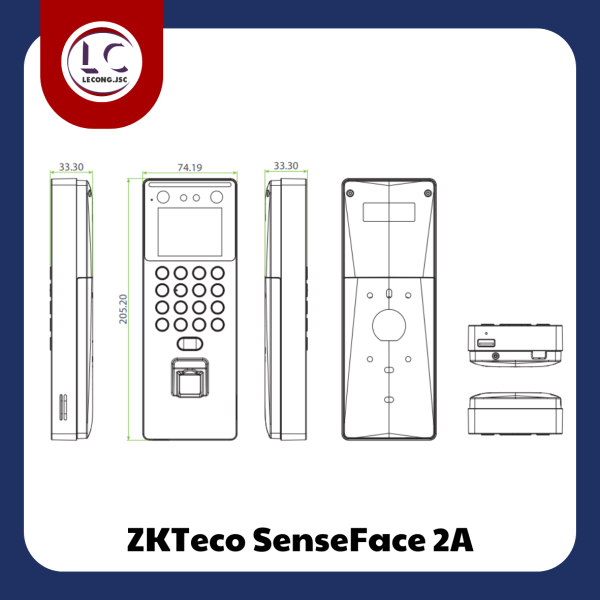 Máy kiểm soát ra vào chấm công khuôn mặt ZKTeco SenseFace 2A